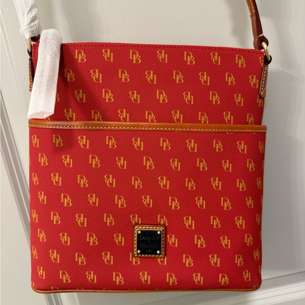 NWT Dooney & Bourke Gretta Red Signature Monogram Crossbody Bag